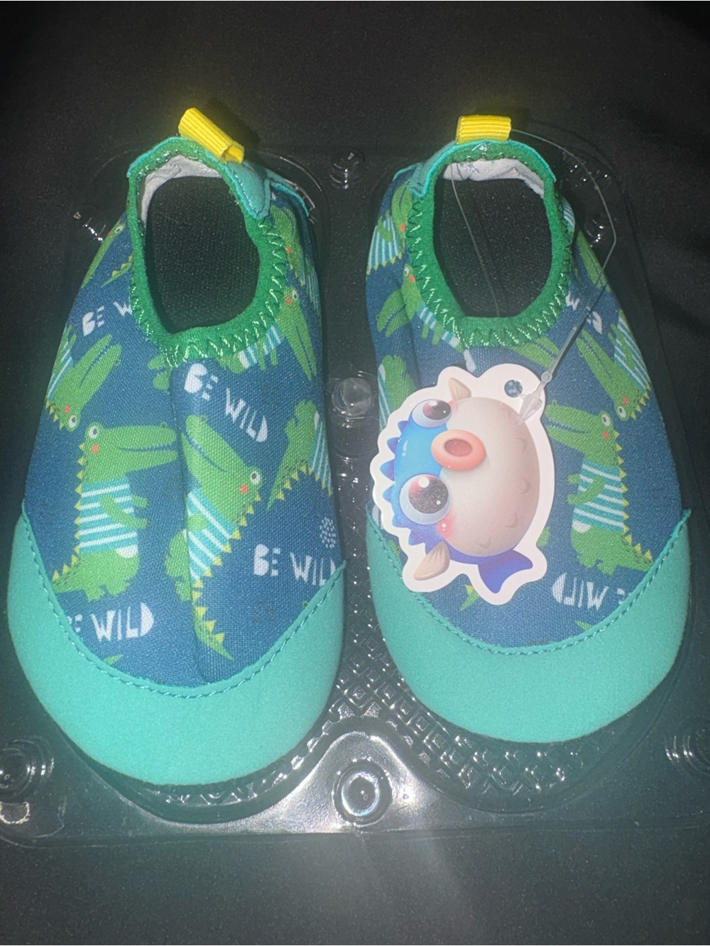 Kids Aqua Socks - Green & Blue Crocodile Print